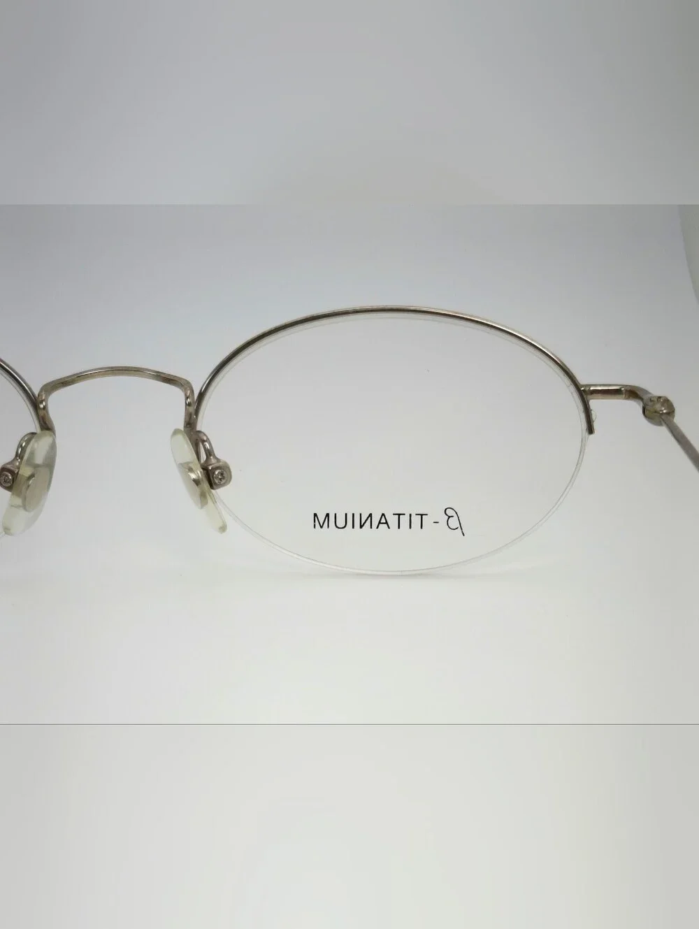 Miyabi. Kairi project. Silver Oval Beta ẞ Titanium Glasses. Semi Rimless. 1990s